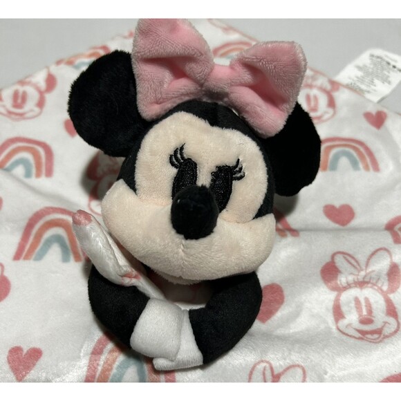 Disney‎ Baby Minnie Mouse Lovey Security Blanket Pink Satin Back 14 x 14 - Picture 2 of 6